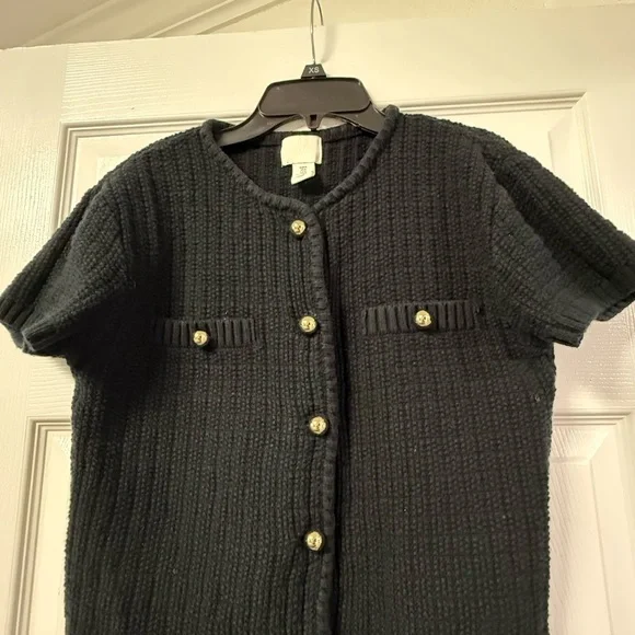 H&M Black Knit Cardigan with Gold Accents - Picture 3 of 8